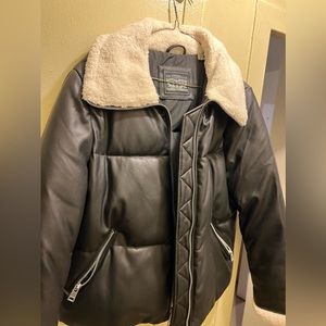 Women Levi Strauss & Co. Black leather Sherpa Jacket Size XL